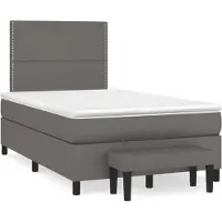 vidaXL Lit Boxspring avec matelas Gris 120x200 cm Similicuir
