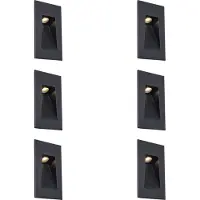 QAZQA Lot de 6 appliques murales encastrables modernes noires 7cm LED incluse IP65 - Trem
