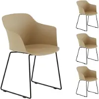 Idimex Lot De 4 Chaises De Jardin Foro Fauteuil D'extérieur En Plastique Beige Résistant Aux Uv Et Pieds En Métal Noir