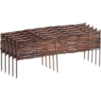 Relaxdays Bordures de parterre , en osier, lot de 5, H x L : 20 x 100 cm, à enfoncer, pour parterres et pelouses, bordures de parterre basses, marron