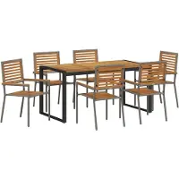vidaXL Ensemble de salle à manger de jardin 7 pièces gris et marron en polyrotin