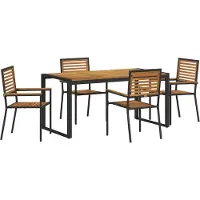 vidaXL Ensemble de salle à manger de jardin 5 pièces Noir et marron Poly-rotin
