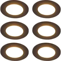 QAZQA Ensemble de 6 spots encastrables modernes noirs avec LED à intensité variable en 3 étapes IP65 - Blanca