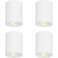 QAZQA Ensemble de 4 spots de plafond modernes blancs orientables et inclinables - Rondoo Up