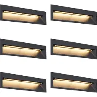 QAZQA Ensemble de 6 appliques murales encastrées modernes noires 28cm LED incluse IP65 - Mert