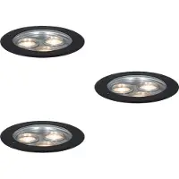 QAZQA Ensemble de 3 spots de sol modernes noirs 3 lumières IP65 - Tribus