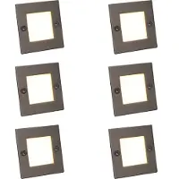 QAZQA Ensemble de 6 spots encastrables modernes en acier avec LED - Square 7