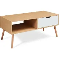 En.casa Table basse « Bordkak » avec tiroir 100 x 48 x 45 cm aspect chêne / blanc