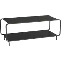 En.casa Table basse « Færder » Table de salon 115 x 50 x 45 cm avec 1 tablette rectangulaire Acier Noir