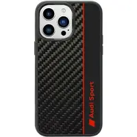 Audi Coque en fibre de carbone noire pour iPhone 14 Pro