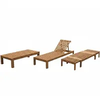 Axi Rowan 2-En-1 Chaise Longue Et Banc De Jardin En Bois De Teck | Transat En Teck Réglable En 4 Positions | Bain De Soleil D'Extérieur / Terrasse |
