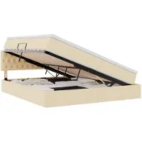 vidaXL Lit de rangement avec matelas, couleur crème, 180 x 200 cm, revêtement en velours