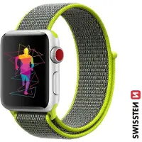 Swissten - Apple Watch en nylon Velcro 42-49 mm (vert brillant)