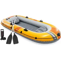 Intex Ponton gonflable Challenger 3 pour 3 personnes, avec pompe et 2 rames, 66313