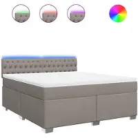 vidaXL Lit boxspring avec matelas Taupe 180x200 cm Tissu