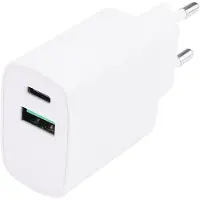 Grab 'n GO , chargeur secteur double port 20W USB-A et USB-C rapide et compact, blanc