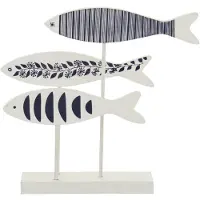 J-Line Poisson sur pied Motif mixte MDF bleu/blanc petit