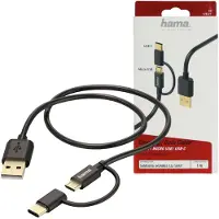 Hama Câble microUSB 2-en-1 avec adaptateur USB-C 1 m