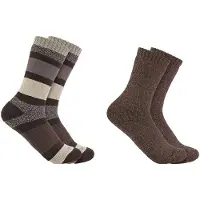 Carhartt Femmes, Chaussettes, Chaussettes pour femmes Heavy Crew, assortiment 1, Multicolore, Marron, (lot de 2, L)