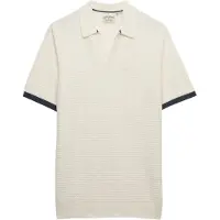 Superdry Johnny Collar Knitted Short Sleeve Polo Beige 2XL Homme