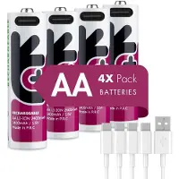 Uniross Batteries USB-C AA genopladeligt Batteri Pakke med 4 stk (4 pcs, AA)