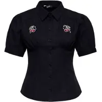 Queen Kerosin Chemisier Rockabilly de - Cherry Rockabilly - Chemisier - XS - 3XL - pour Femme - noir - Taille XL