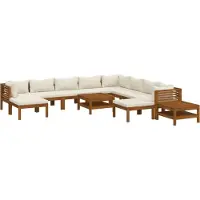 vidaXL Ensemble de salon de jardin 12 pièces avec coussins Crème Bois massif Acacia