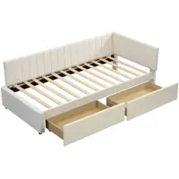 OKWISH Canapé-lit, canapé convertible avec fonction sommeil, daybed 2 places, dossier réglable en 3 positions, tissu coton-lin respirant – beige