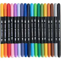 Staedtler Stylos permanents double pointe , pointe fine et ultra fine, 18 couleurs