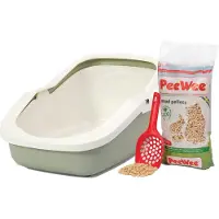 Peewee EcoMinor - Litière pour chat - Kit de démarrage - Vert Sauge/Crème