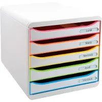 Exacompta Big Box Plus Black Office Blanc, 5 tiroirs ouverts A4/A4+/24x32, silencieux, arrêt de sécurité, empilable