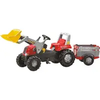 Rolly Toys Junior RT Tretfahrzeug + Anhänger ab 3 Jahre, Flüsterlaufreifen