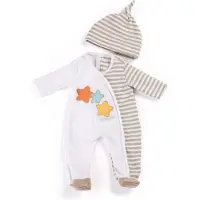 Miniland grenouillère longue beige avec bonnet, pour poupées jusqu'à 40 CM