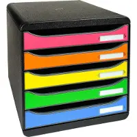 Exacompta Big Box Plus Iderama Arlequin, 5 tiroirs ouverts A4/A4+/24x32, silencieux, arrêt de sécurité, empilable
