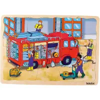 Beleduc Puzzle en bois Pompiers - Jouets éducatifs - Puzzle à couches pour enfants