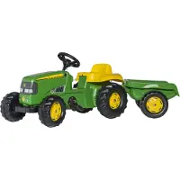 Rolly Toys John Deere Dreirad mit Anhänger, mit Soundlenkrad, Heckkupplung