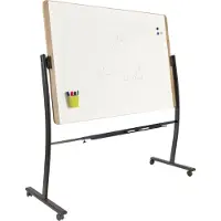 Rocada Tableau blanc mobile Natural, rotatif, magnétique, plateau de rangement, acier sur bois, L 1500 x H 1000 mm