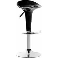 CLP Tabouret de bar Saddle avec assise pivotante en plastique et repose-pieds, noir