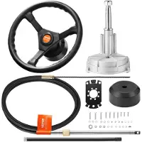 Vevor Kit Direction Hydraulique Hors-bord avec Câble 3,96 m SS13713 et Volant 34,3 cm