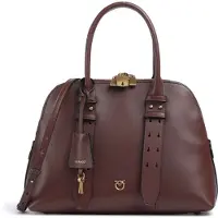 Pinko sac à main sac à épaule bandoulière Bowling Bag Vitello Mor Burgundy Wine - Antique Gold marron foncé