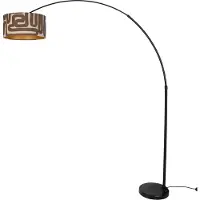 QAZQA Lampadaire noir avec abat-jour rayé marron et beige 50cm - XXL