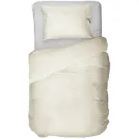 Kayori Housse de couette Elin en satin de coton - 140 x 200-220 cm + 1 taie d'oreiller - Lit simple - Blanc cassé