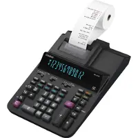 Casio Calculatrice imprimante DR-200R-BK, impression ligne à ligne 2 couleurs, 4,4 lignes/s, 12 chiffres, écran LCD, alimentation secteur, L 204 x H 111,2 mm, noir