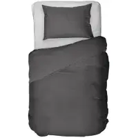 Kayori Elin Housse de couette Satin de coton - 140x200-220 cm +1 taie d'oreiller - Single - Anthracite