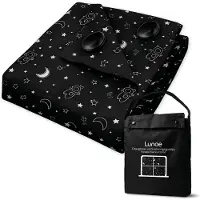 Lunae Rideau occultant portable avec ventouses - 200 x 130 cm - Tissu occultant noir - Rideau occultant à 100 % - Alternative au film occultant pour fenêtres - Rideaux occultants