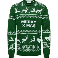Only & Sons Pull-over 'ONSXmas' vert foncé / blanc
