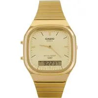 Casio Vintage AQ-240EG-9AEF Montre Unie Ana-Digi Quartz Boîtier Résine Dorée Bracelet Acier Inoxydable 40 Mm