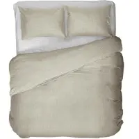 Kayori Elin Housse de couette Satin de coton - 200x200-220 cm +2 taies d'oreiller - Double - Sand