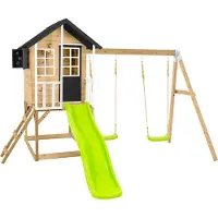 50nrth Zwerkules Holli 3 Maison sur pilotis pour enfants avec toboggan et balançoire en bois