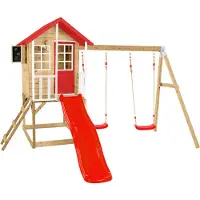 50nrth Zwerkules Lolla 3 Maison d'enfants sur pilotis avec toboggan et balançoire en bois